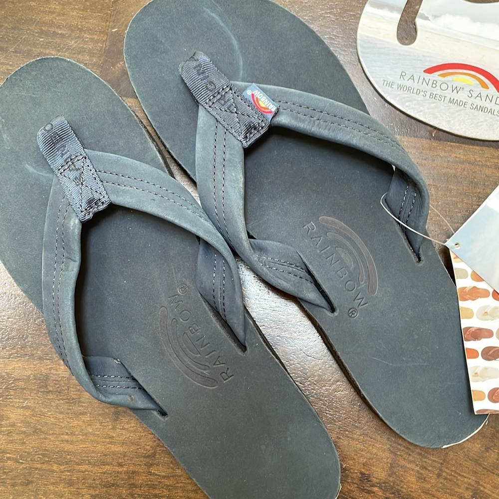 Rainbow sandals wide leather flip flops- color is Navy - Picture 9 of 10
